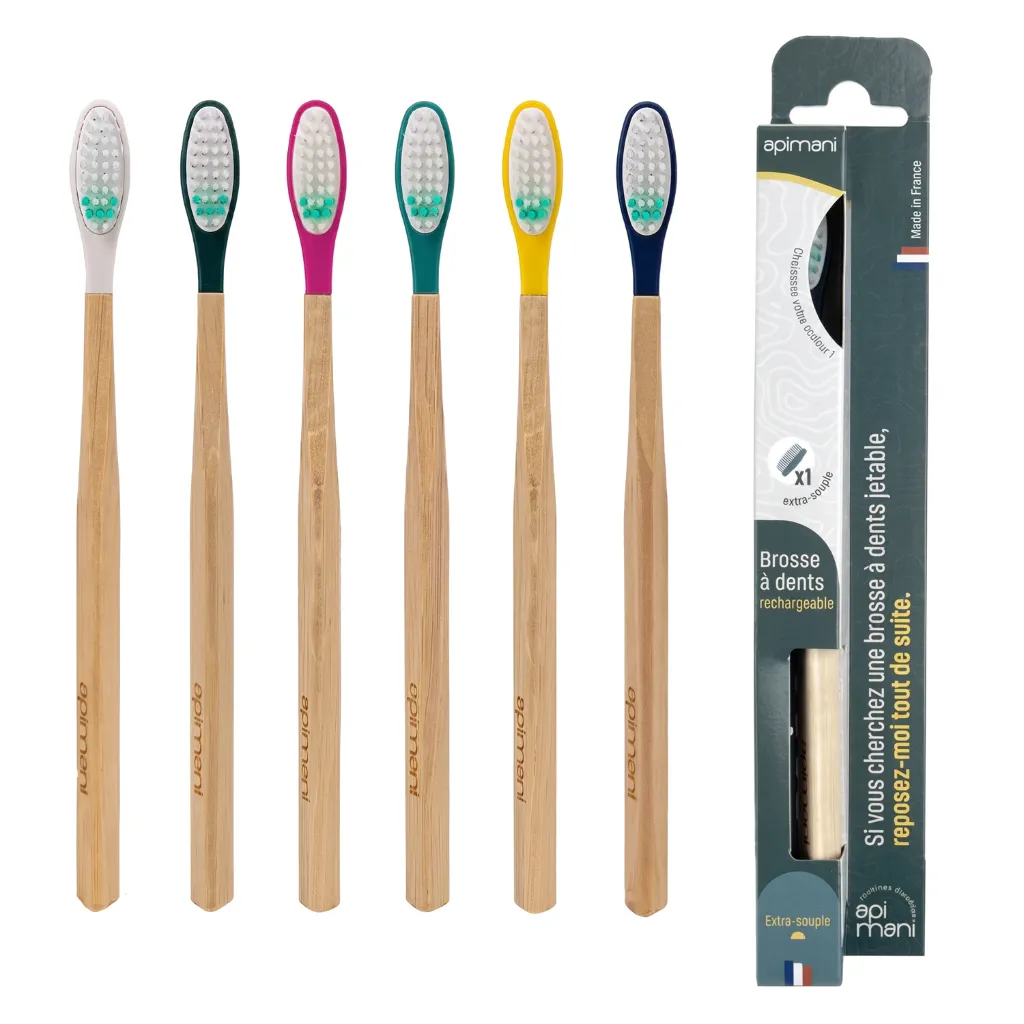 [3760365007355] Brosse à dents rechargeable - bois (Apimani, Extra-souple)
