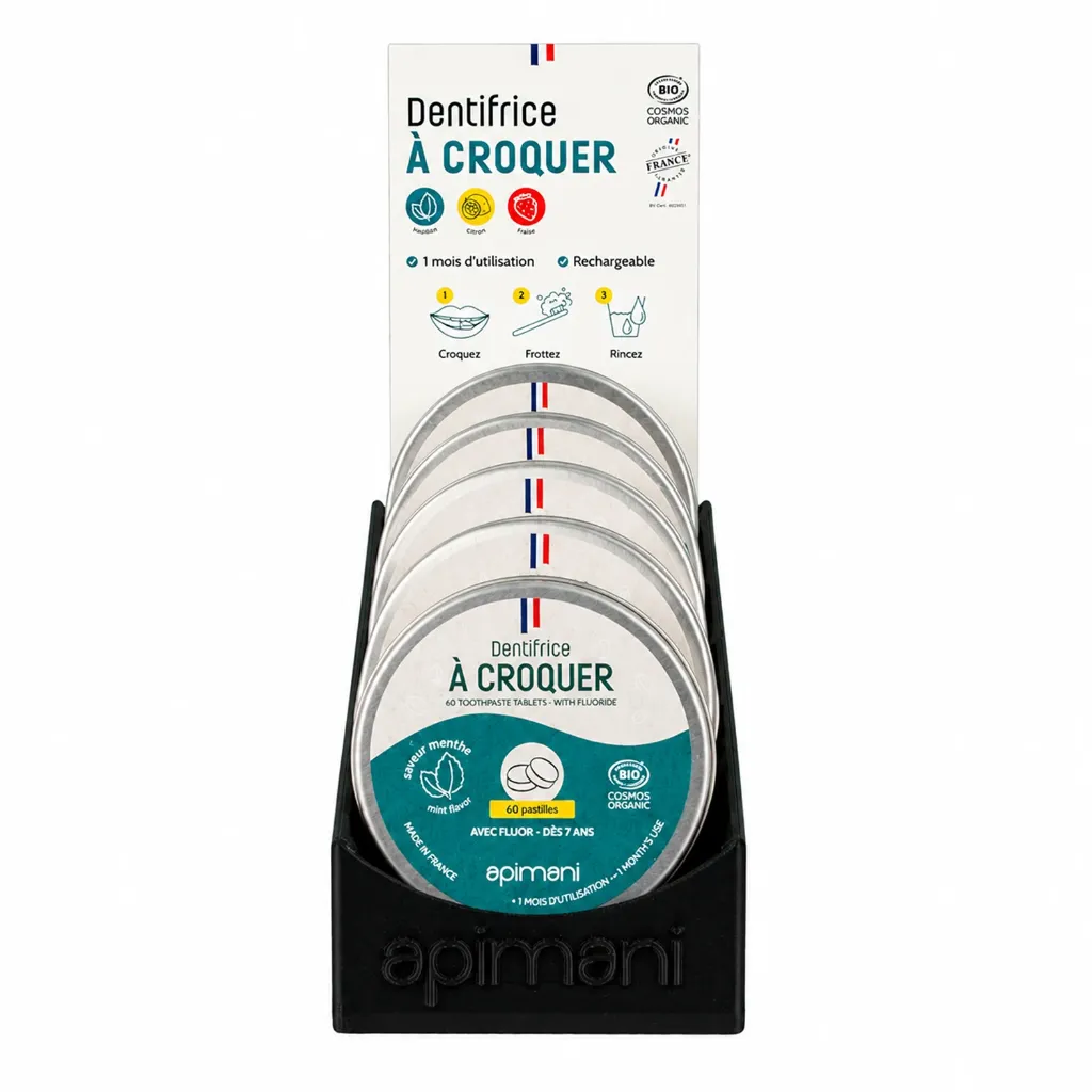 [3701730806036] Présentoir dentifrices en pot (Dentifrice à croquer)